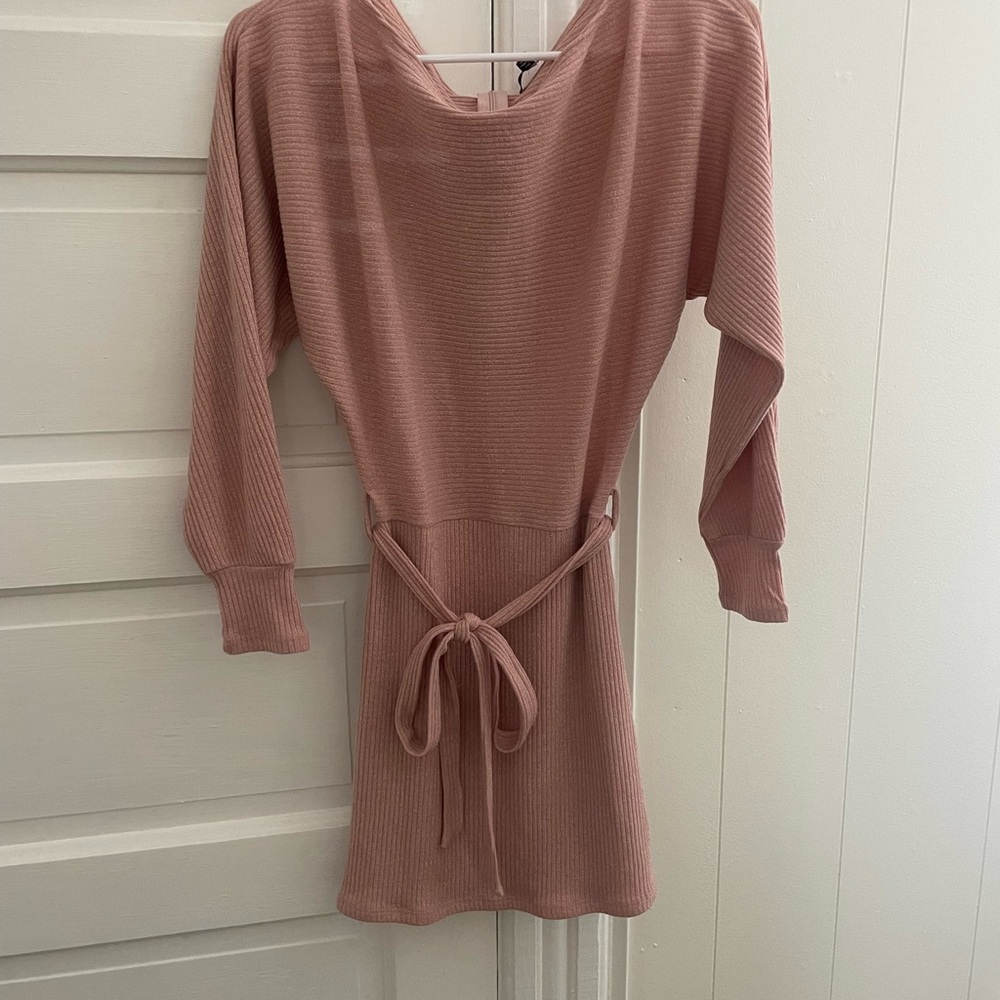 Fashion Nova Pink Long Sleeve Dress